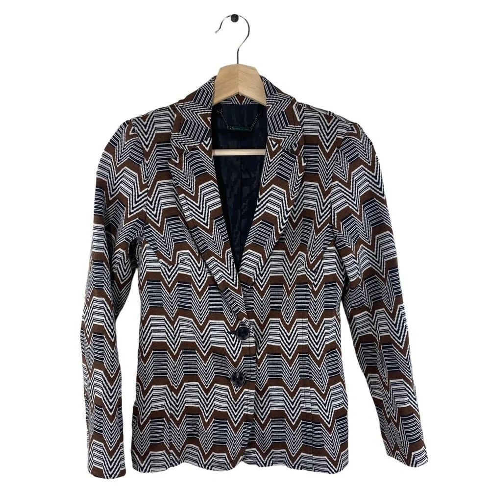 Trina Turk Geometric Print Two Button Blazer